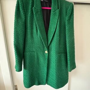 Zara Vibrant Green Textured Blazer